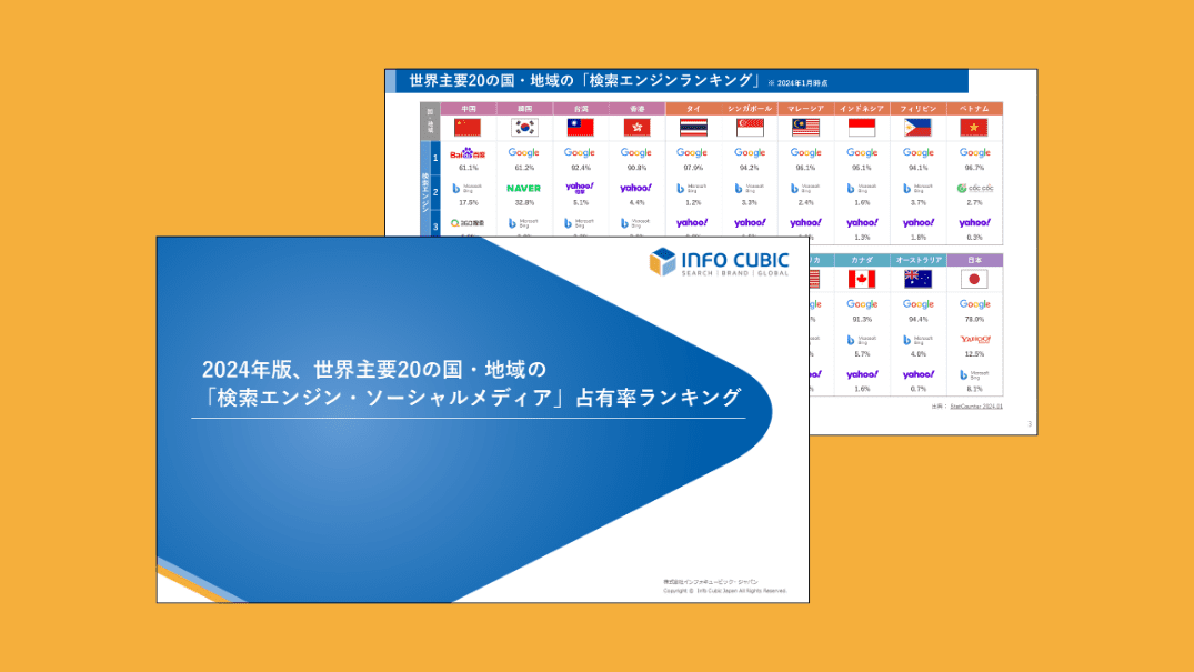2024年、世界主要20の国・地域の「検索エンジン・ソーシャルメディア」占有率ランキングホワイトペーパーの画像